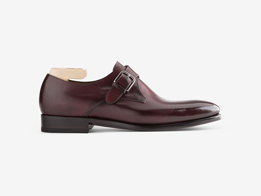 Single Monk in Antiqued Bordeaux Leather ART. 617 Paolo Scafora